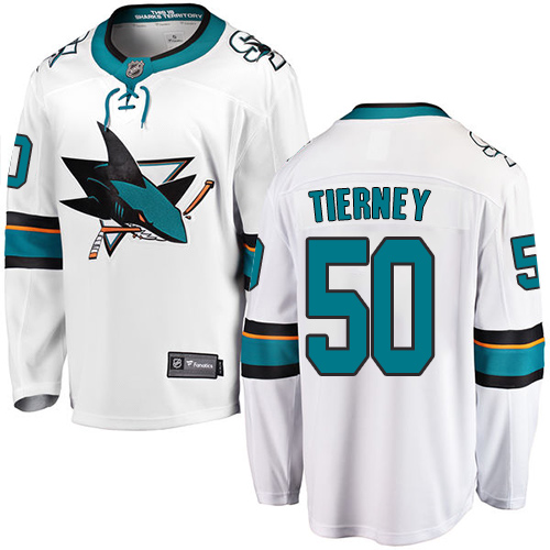 Kinder San Jose Sharks Eishockey Trikot Chris Tierney #50 Breakaway Weiß Fanatics Branded Auswärts